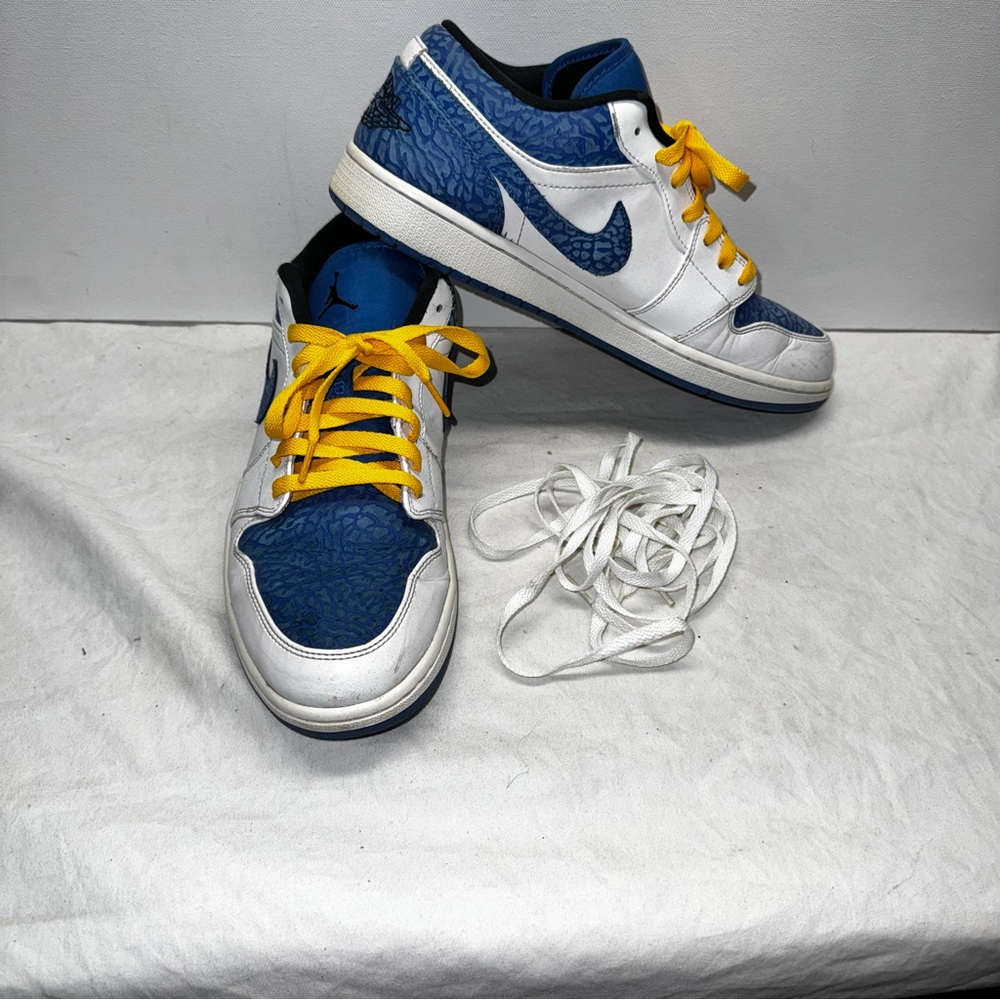 Nike Air Jordan 1 Low Elephant Blue White Shoes 553558-104 Men's Size 11.5